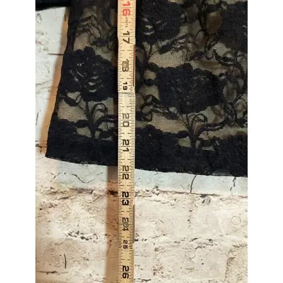 Jessica Max U.S.A. Top Womens Medium Black All Over Lace Fairy Whimsigoth Grunge - Picture 8 of 12